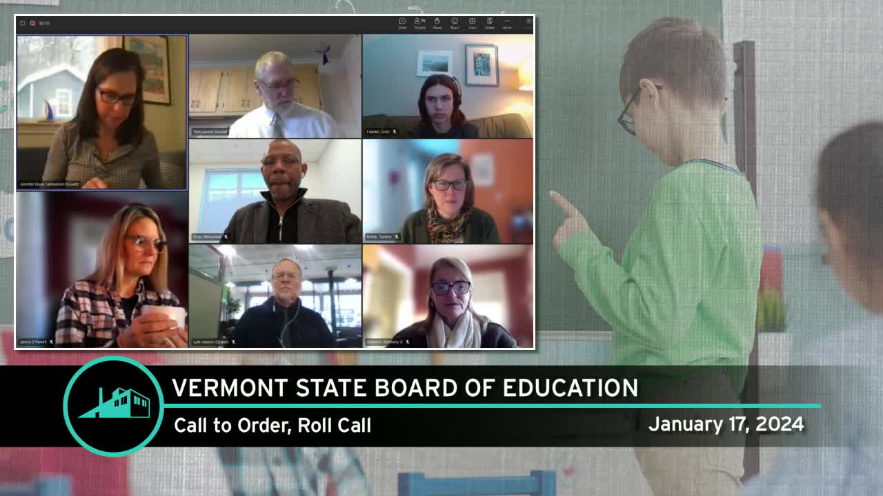 Thumbnail image for VT State Board Of Education: '1/17 Meeting' 011724