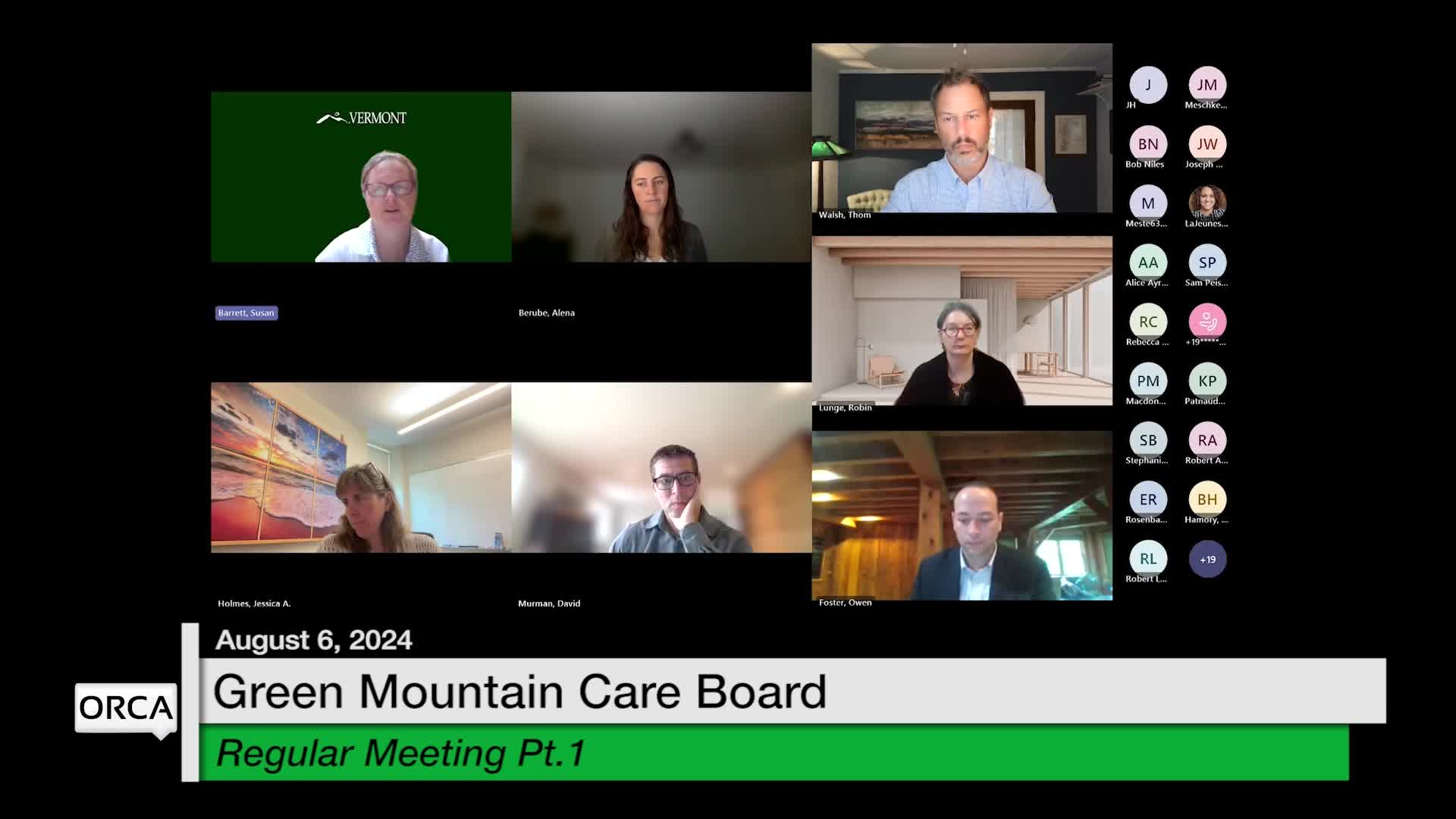 Thumbnail image for Green Mountain Care Board '8/6 Regular Meeting' P1