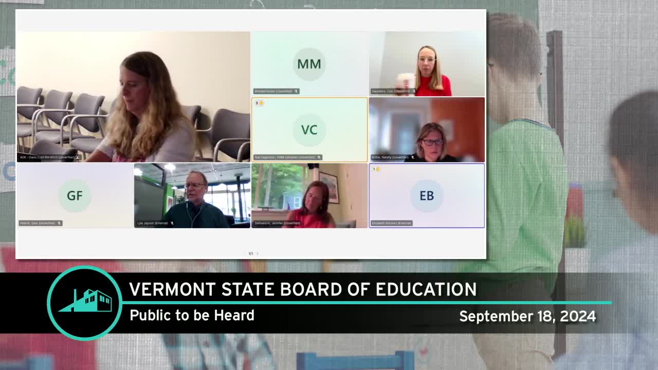 Thumbnail image for VT State Board Of Education: '9/18 Meeting'