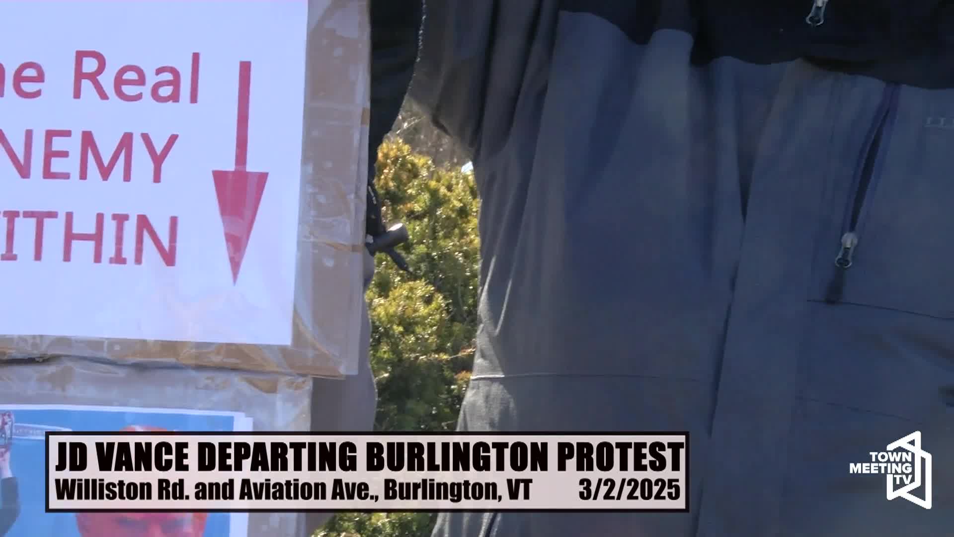 Thumbnail image for JD Vance Departing Burlington Protest
