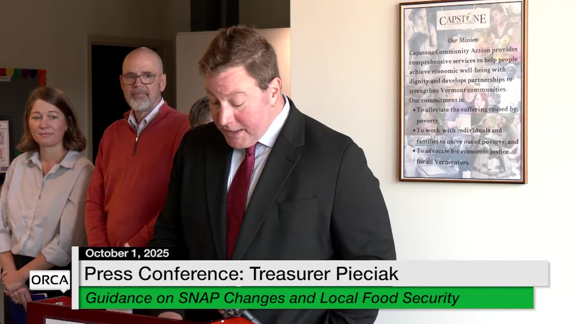 Press Conf. Treasurer Pieciak: 'Guidance On Snap Changes'