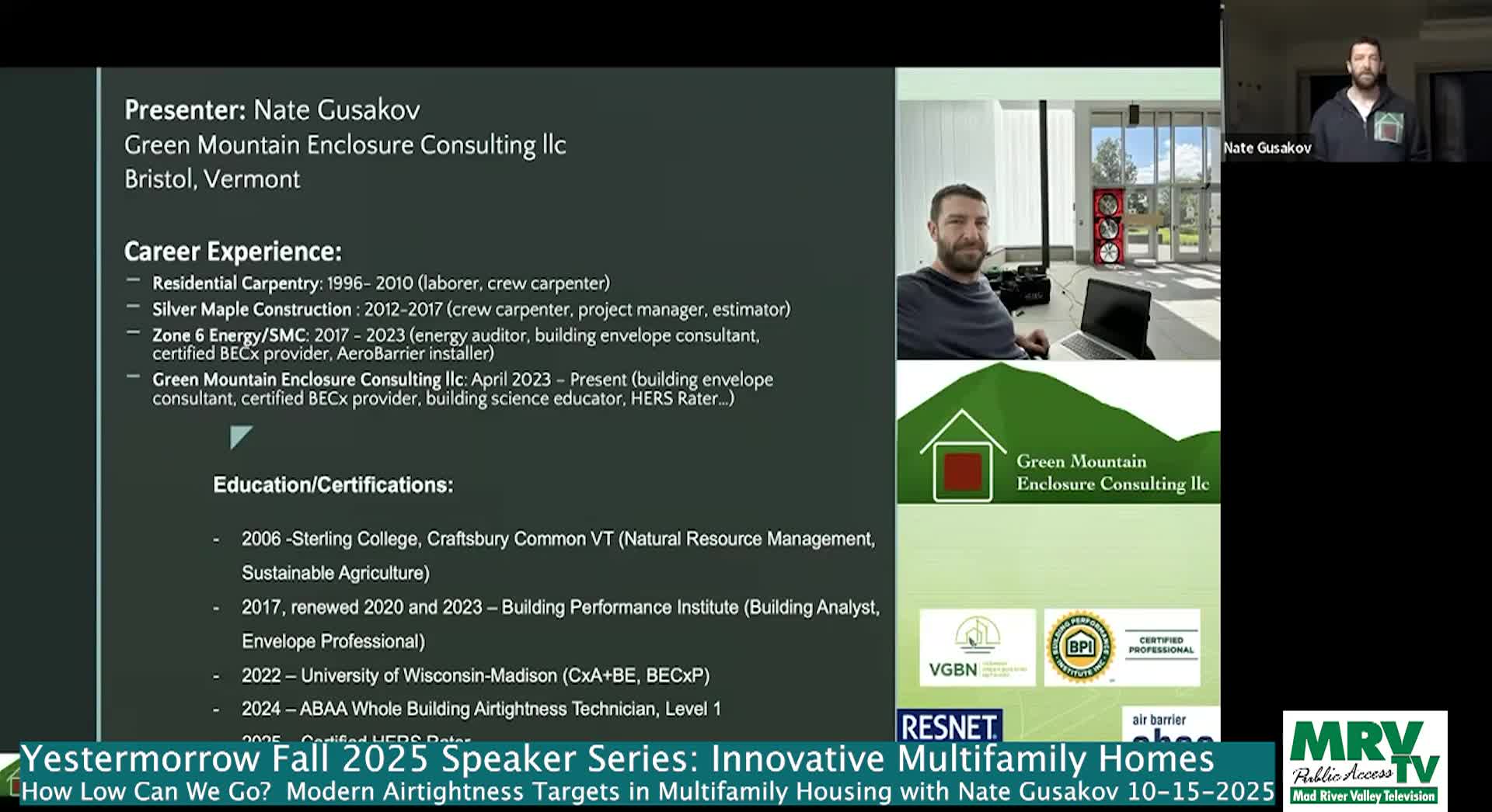 Yestermorrow Fall Speaker Series: 'How Low Can We Go?'