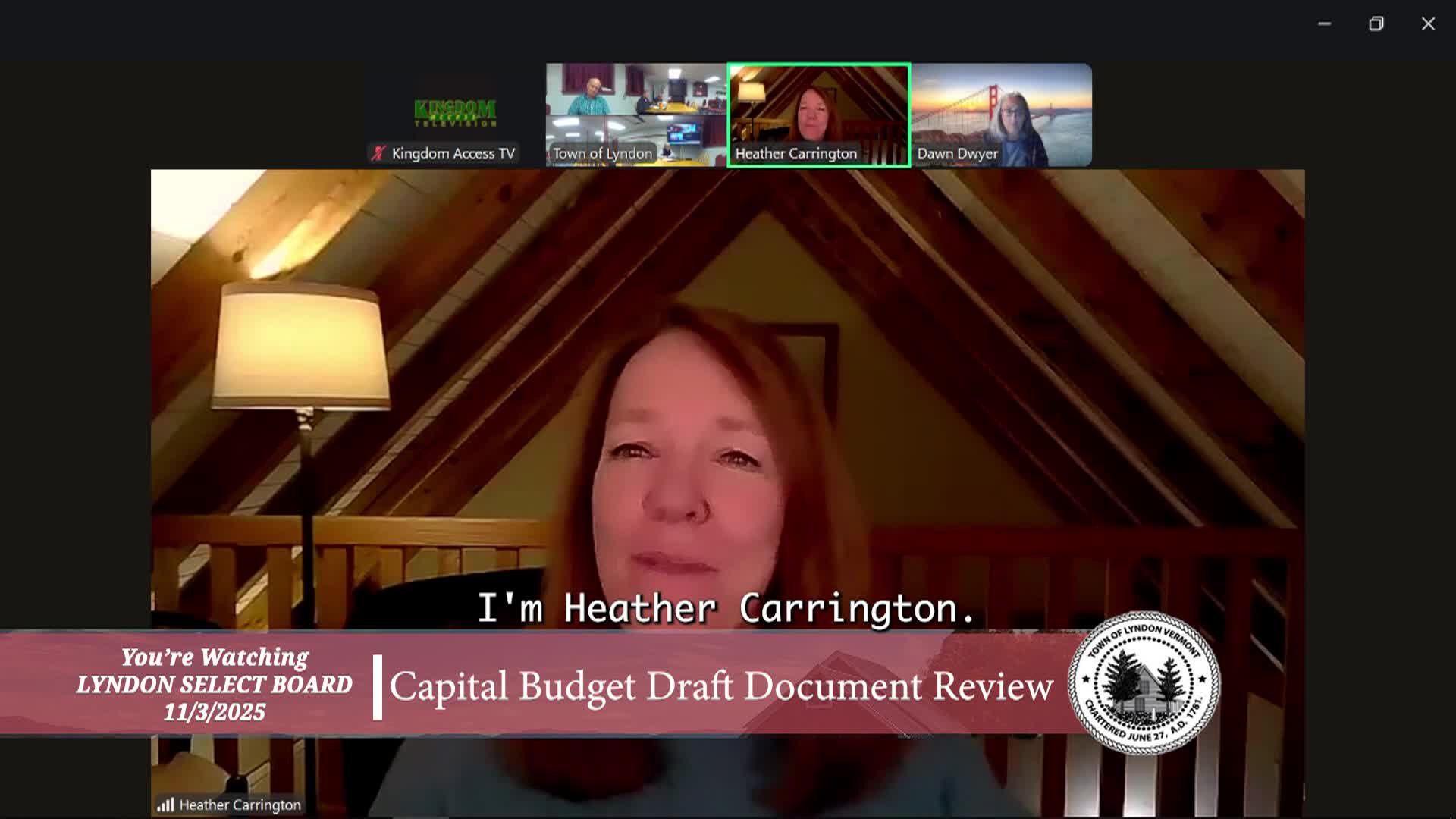 Lyndon Selectboard Meeting: '11/3 Regular Meeting'