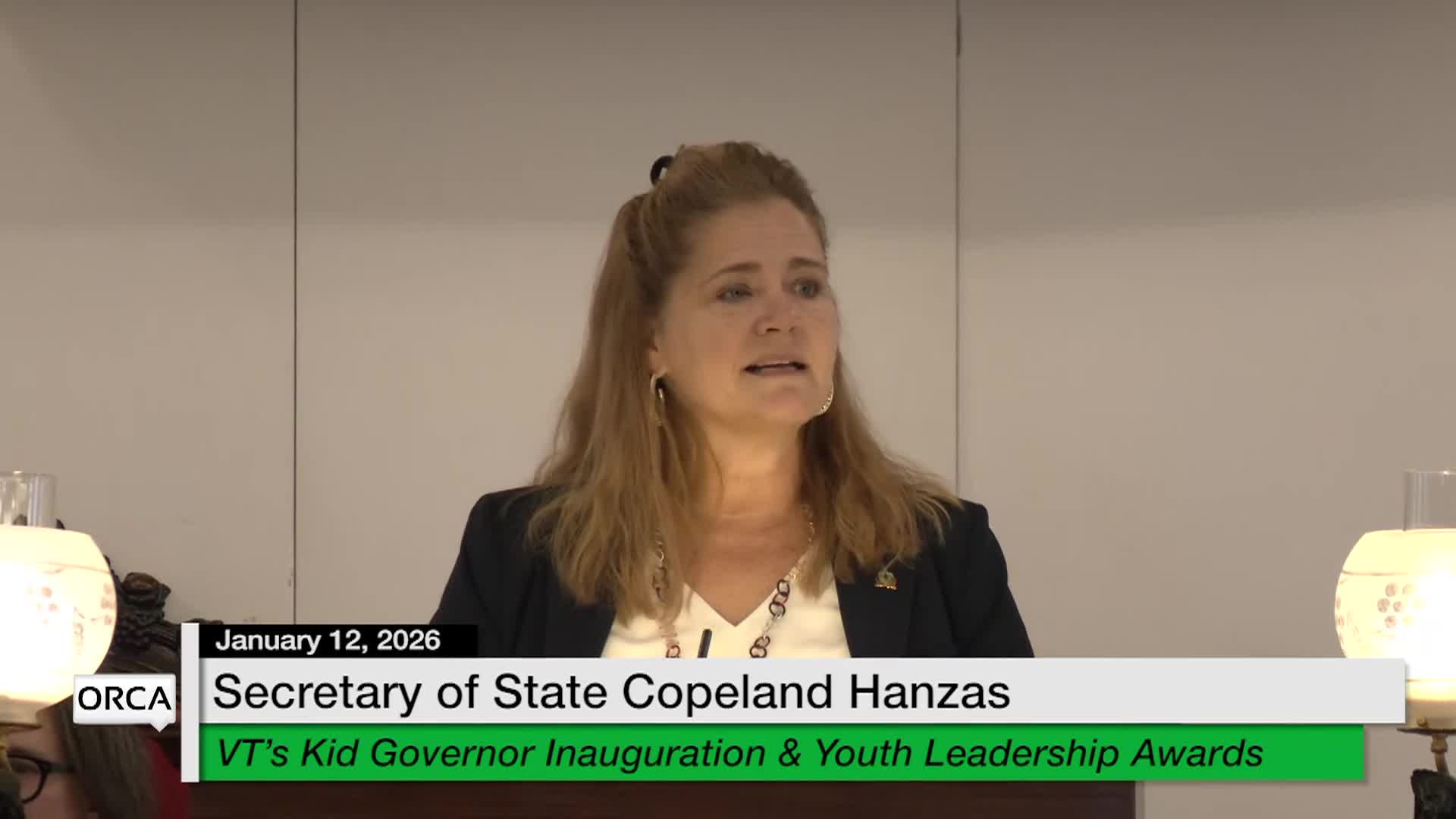 VT State House: Special Event 'Secretary Of State Copeland Hanzas'