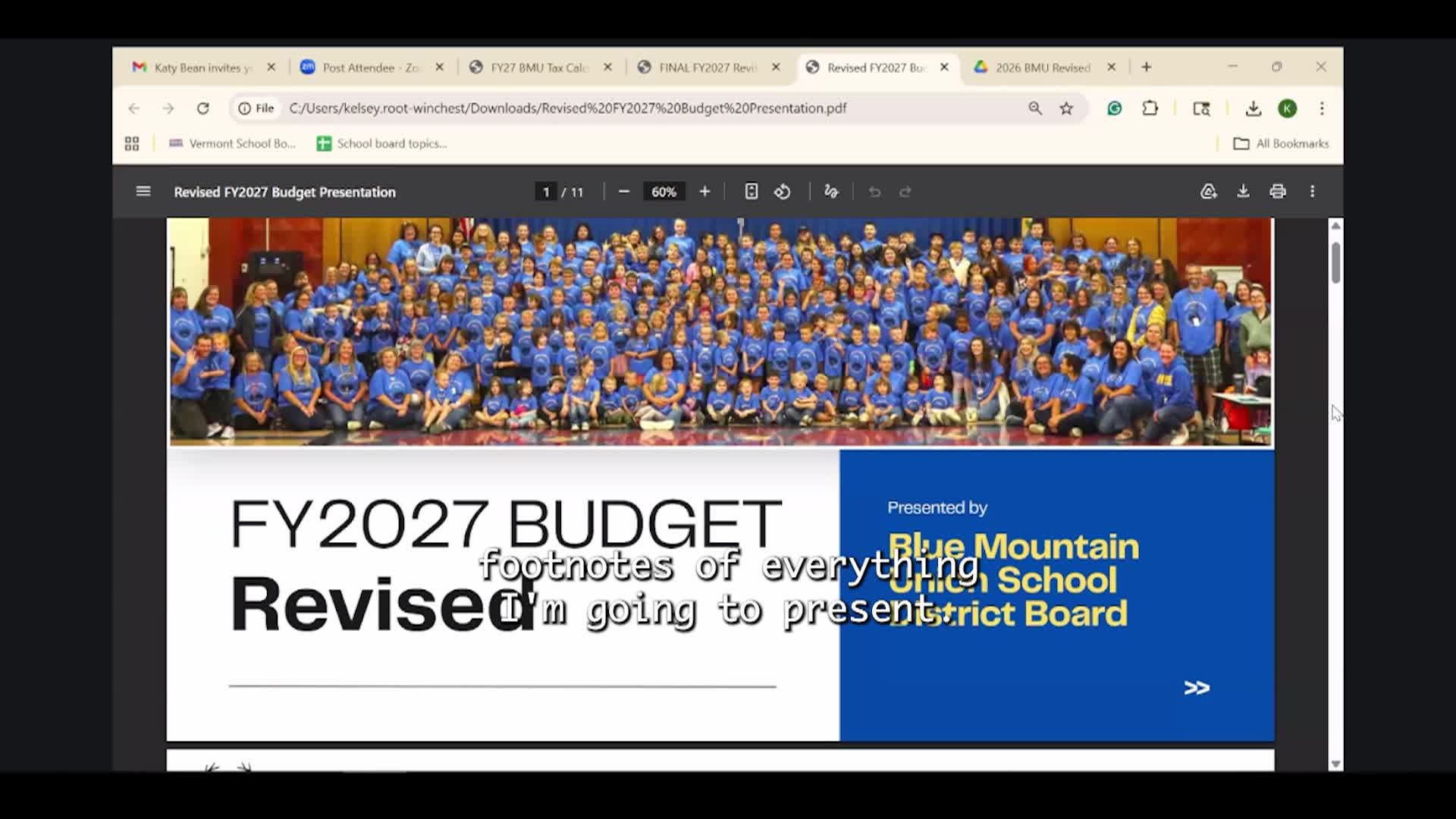 BMU Revised School Budget: 'School Vote'