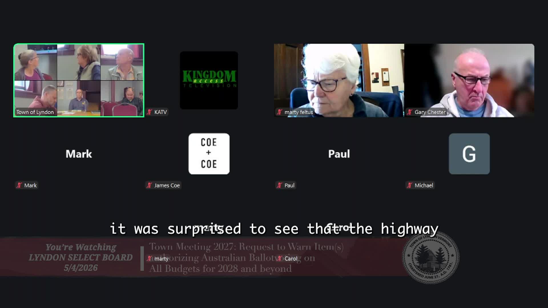 Thumbnail image for Lyndon Selectboard Meeting: '5/4 Regular Meeting'
