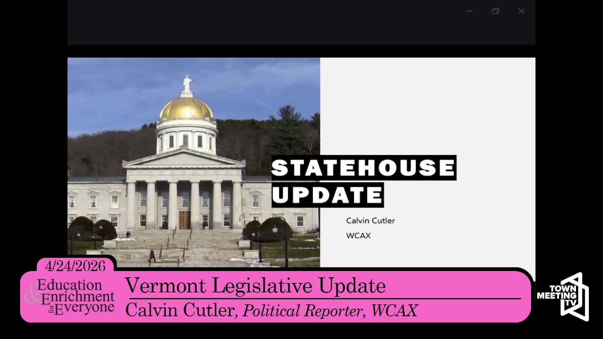 Thumbnail image for Education and Enrichment: 'VT Legislative Update'
